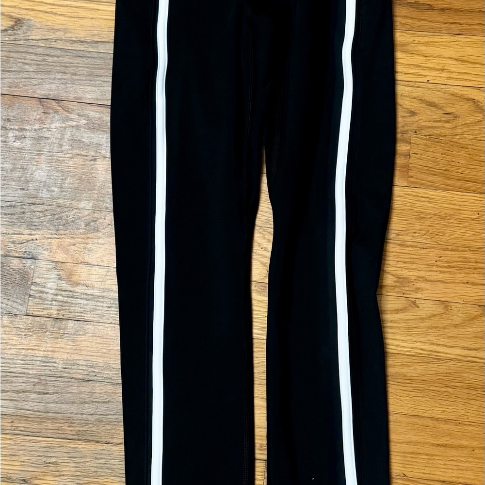 DSG Black Leggings with White Side Stripes